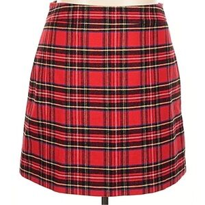 NWOT J. Crew Red Plaid Mini Skirt